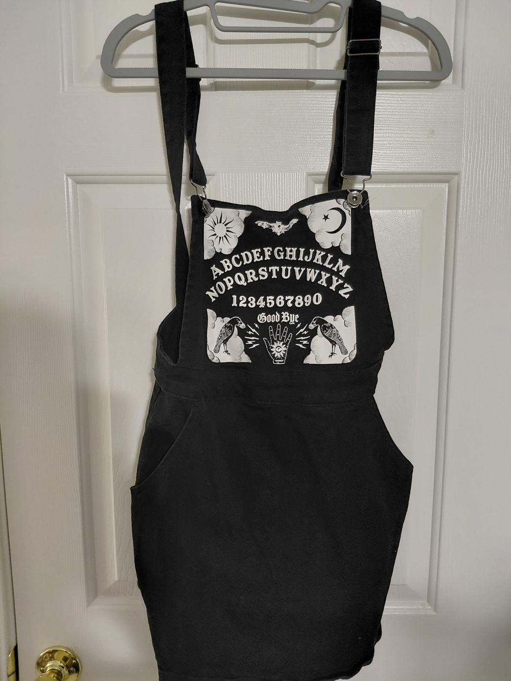 Hot Topic Black Ouija Print Overall Dress